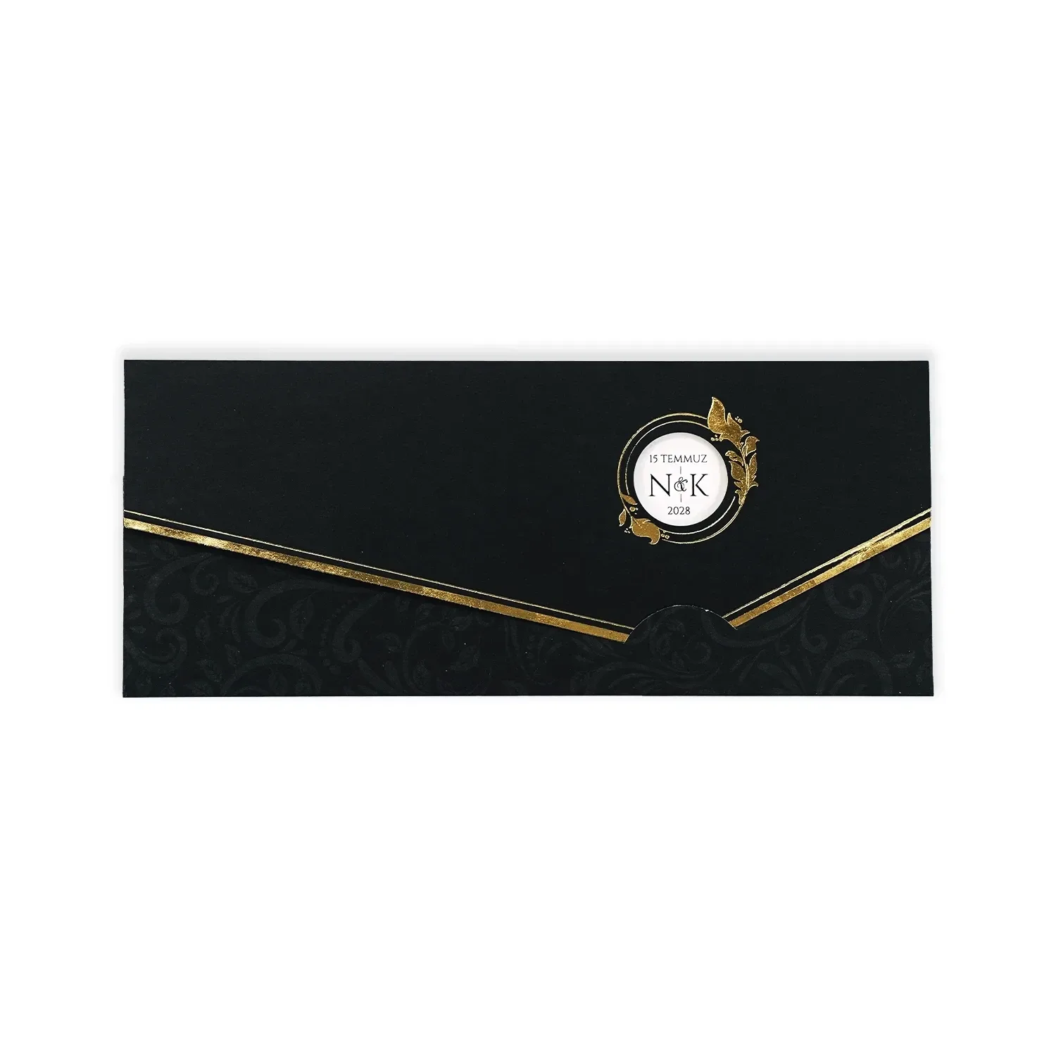 Altın Çerçeveli Lüks Siyah Davetiye