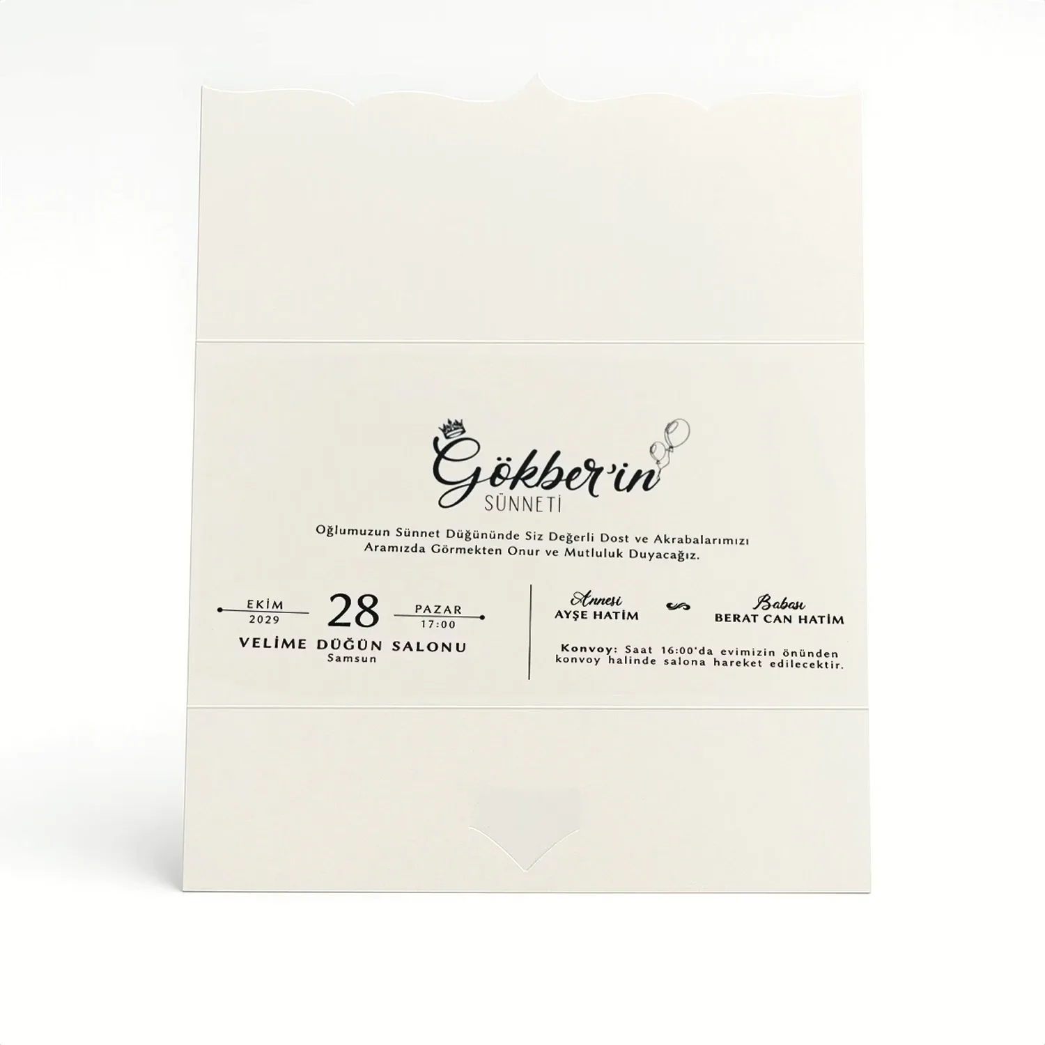 Araba & Balon Desenli Sünnet Davetiyesi