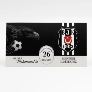 Beşiktaş Kara Kartal Desenli Sünnet Davetiyesi