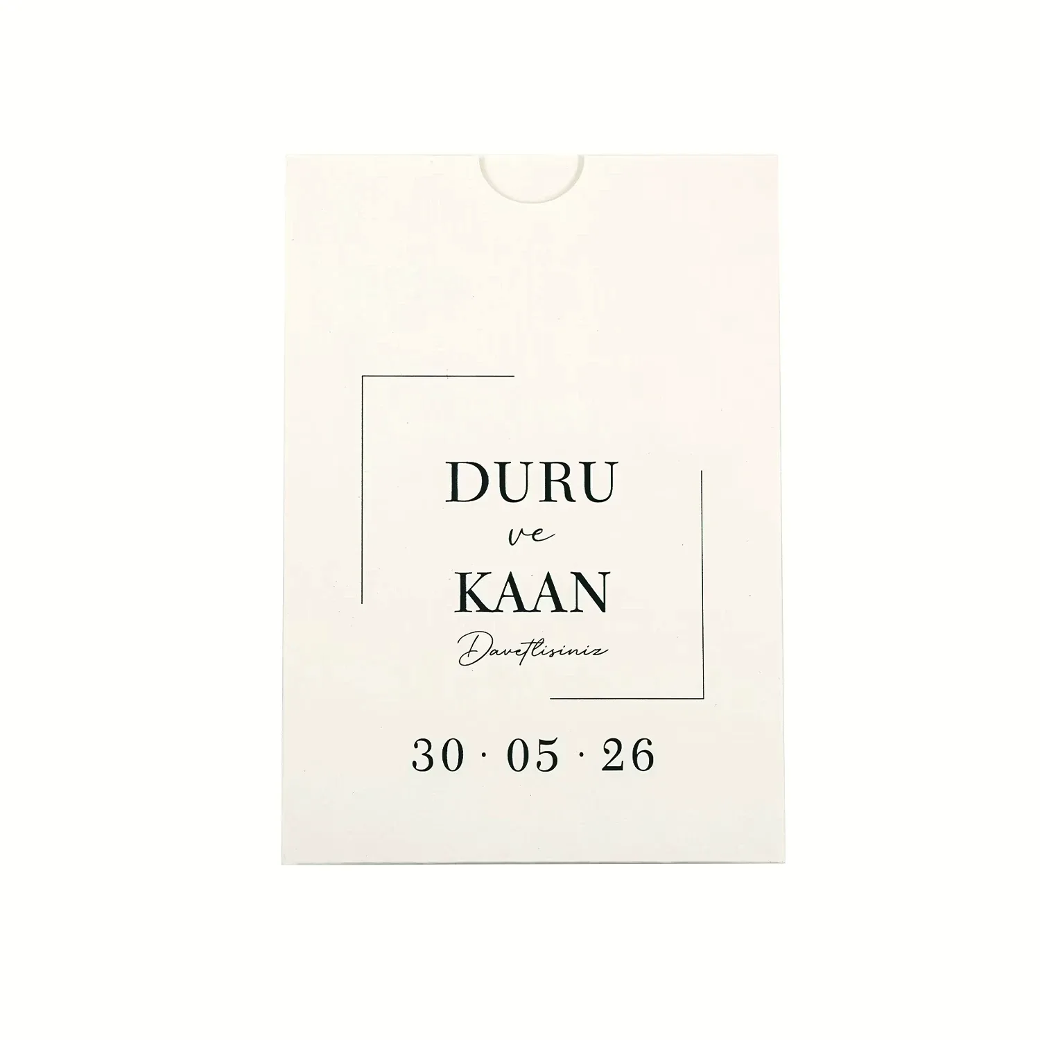 Çerçeve Detaylı Beyaz Davetiye