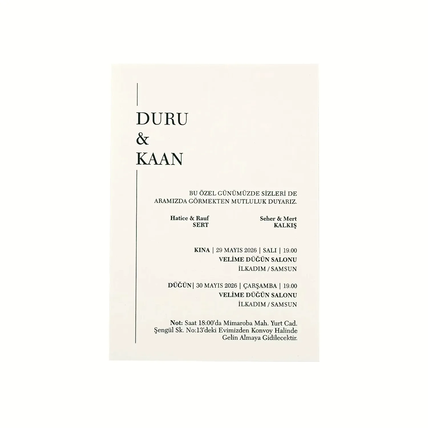 Çerçeve Detaylı Beyaz Davetiye