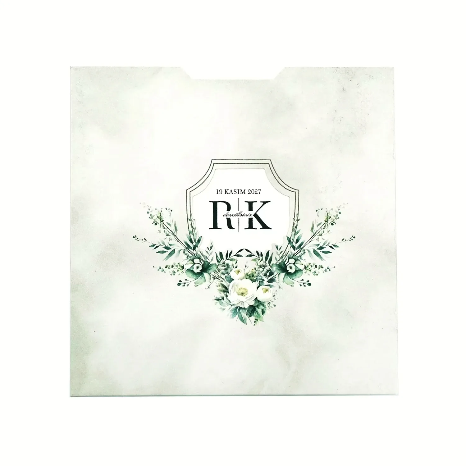 Çiçek Desenli Minimalist Davetiye