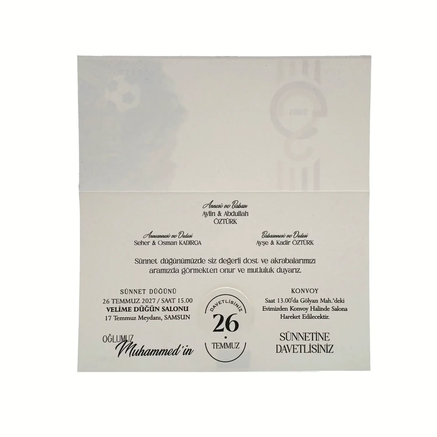 Galatasaray Aslan Desenli Sünnet Davetiyesi