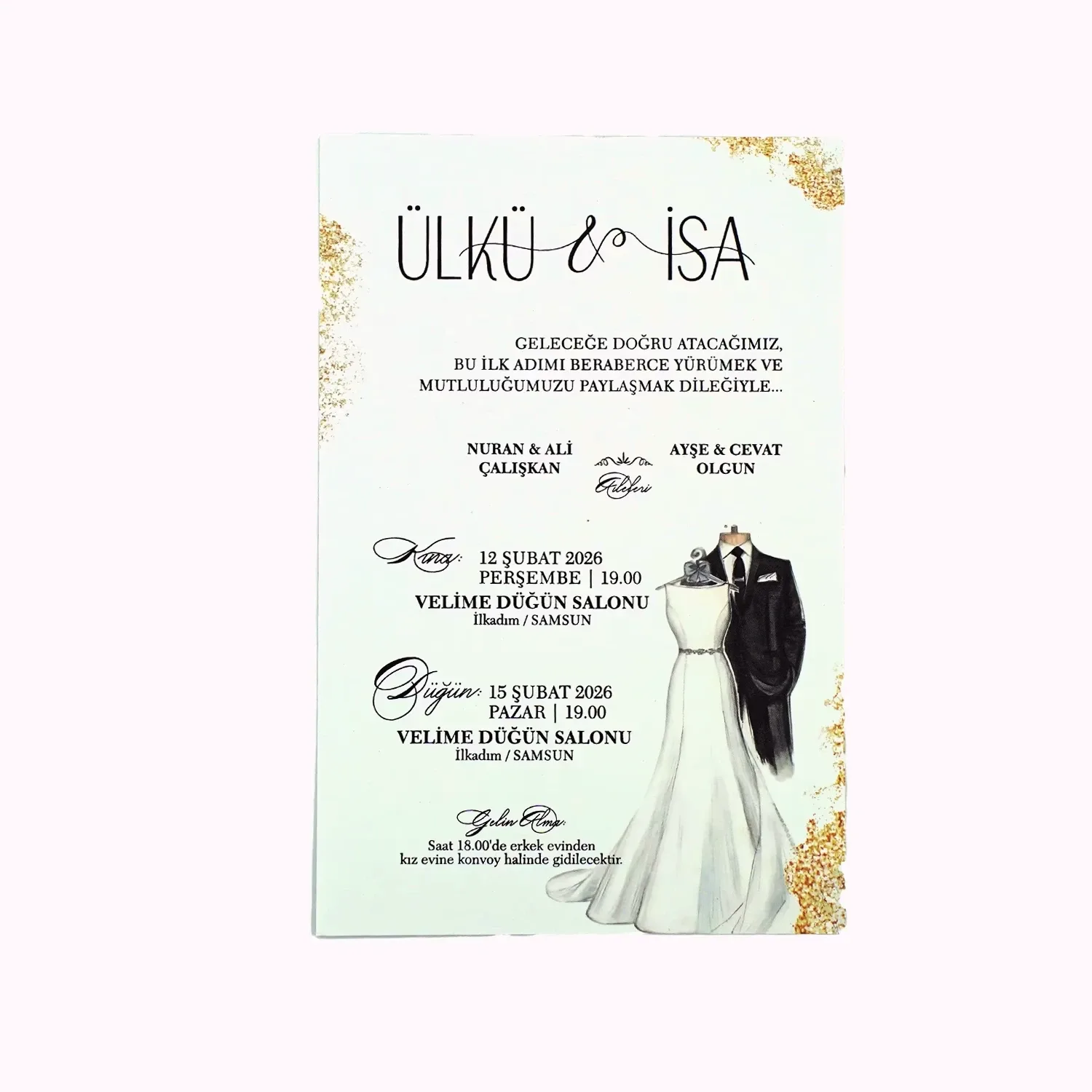 Gelinlik & Damatlık Desenli Davetiye