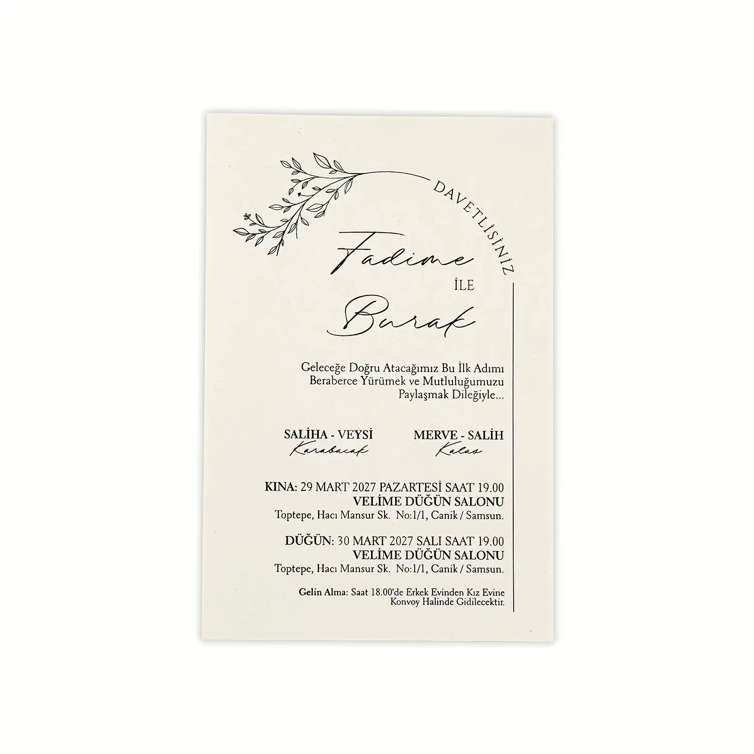 Lacivert Zeminli Altın Yaldızlı Dik Davetiye