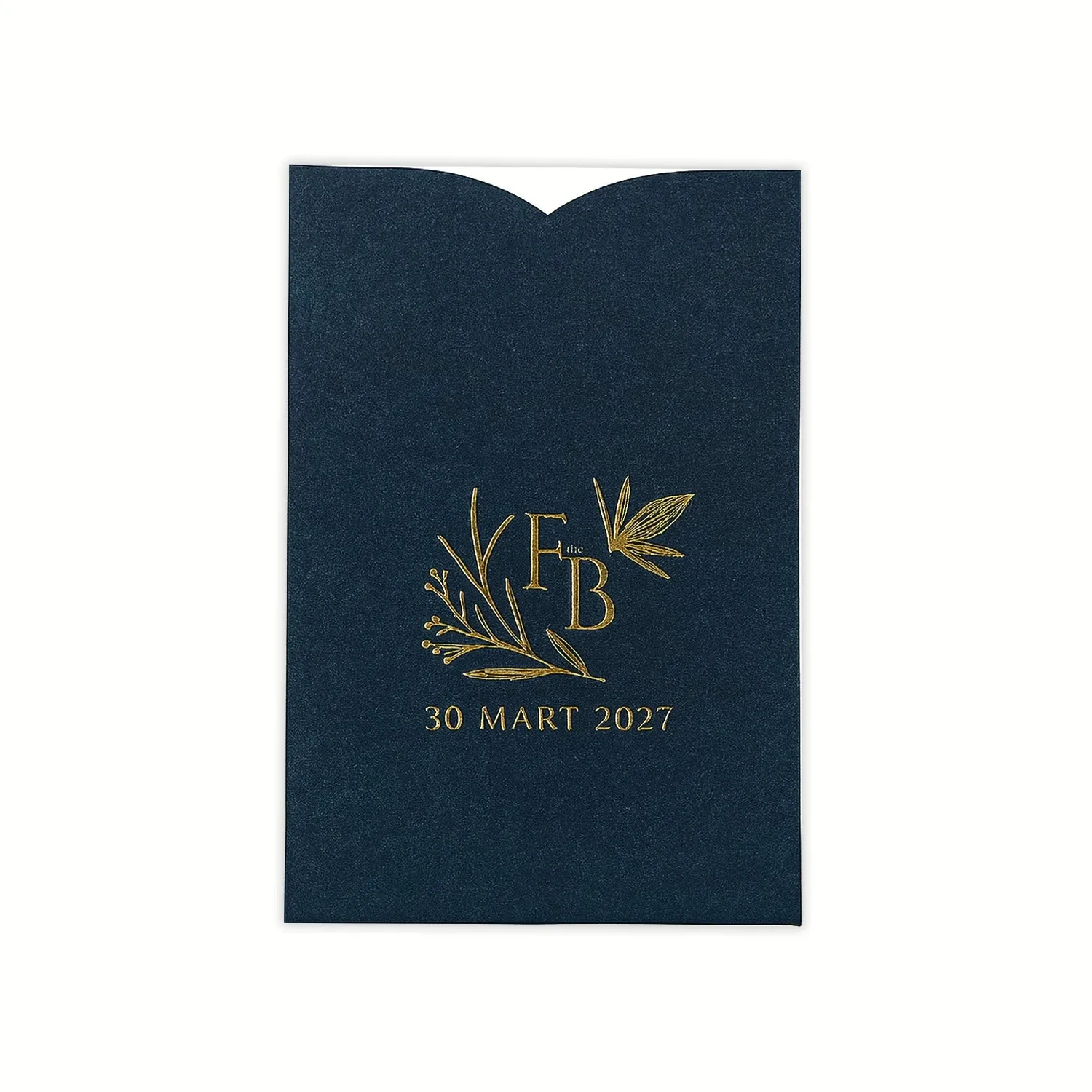 Lacivert Zeminli Altın Yaldızlı Dik Davetiye