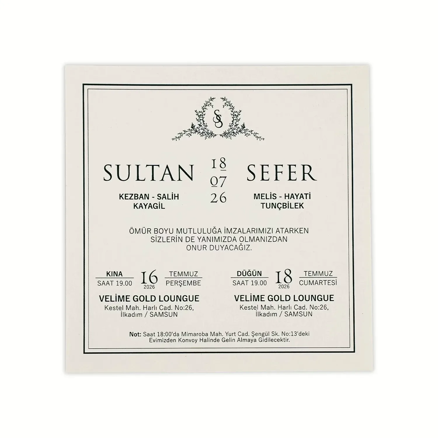 Lacivert Zeminli Gümüş Desenli Kare Davetiye