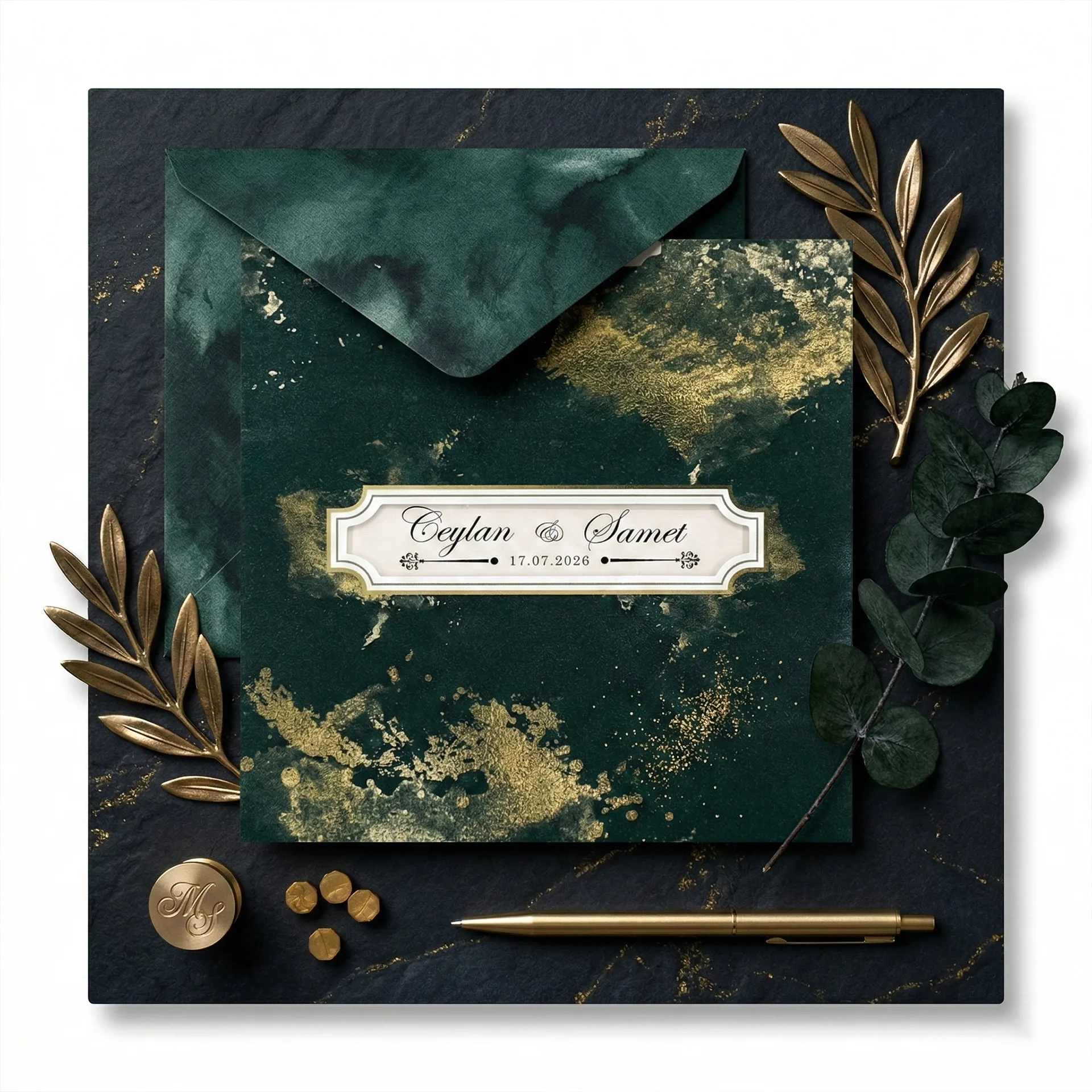 Lüks Gri Zeminli Kutulu Davetiye