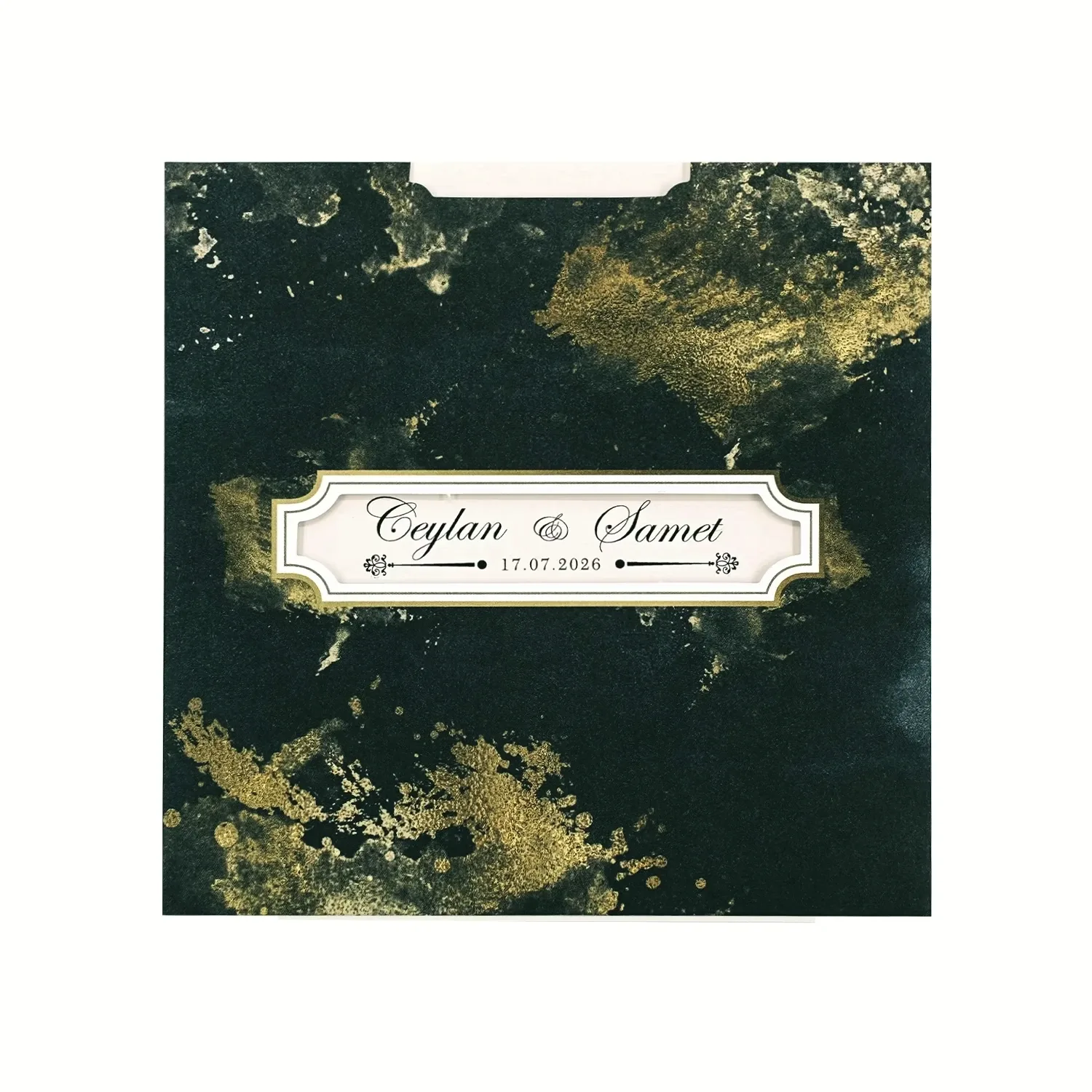 Lüks Gri Zeminli Kutulu Davetiye