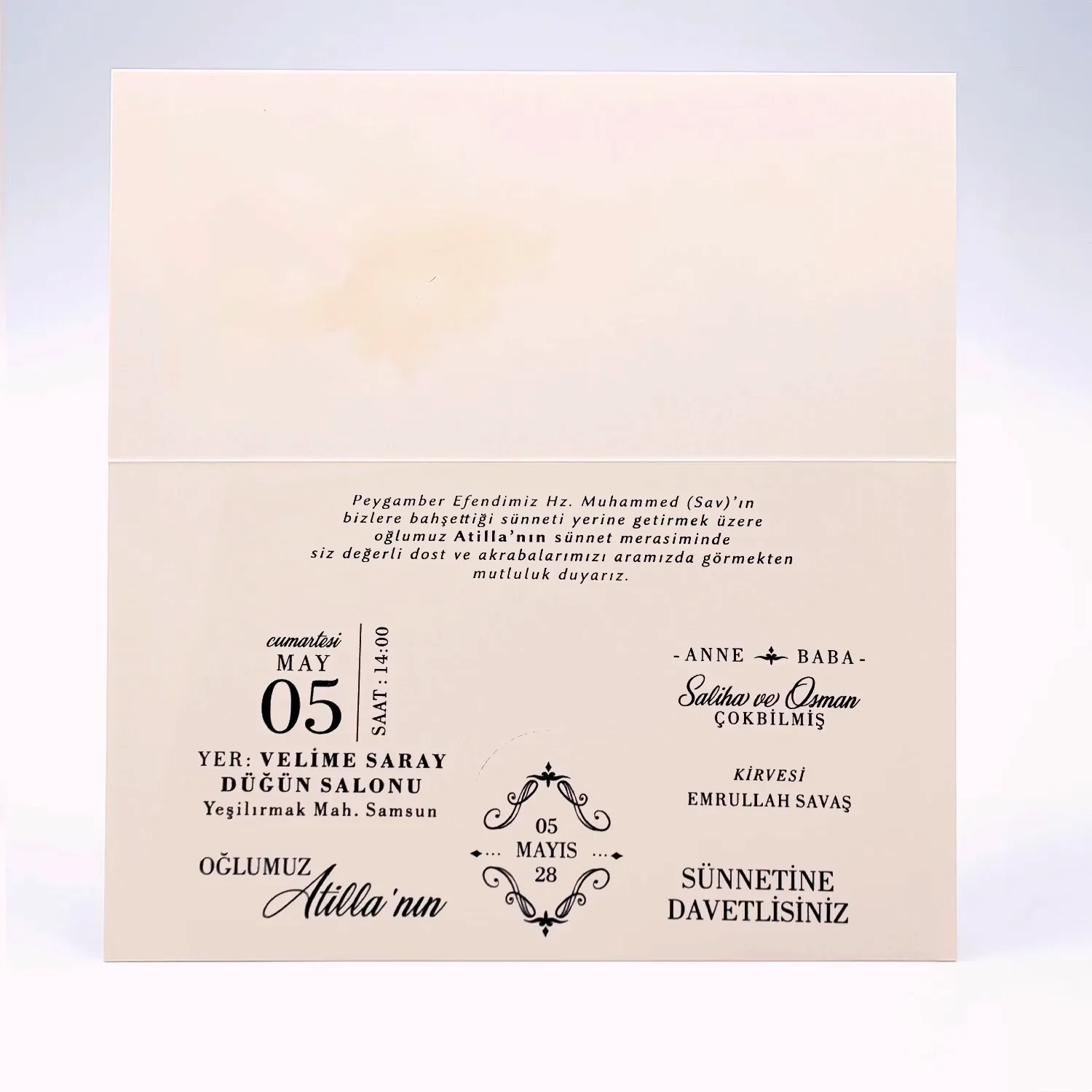 Maşallah Yazılı Sünnet Davetiyesi