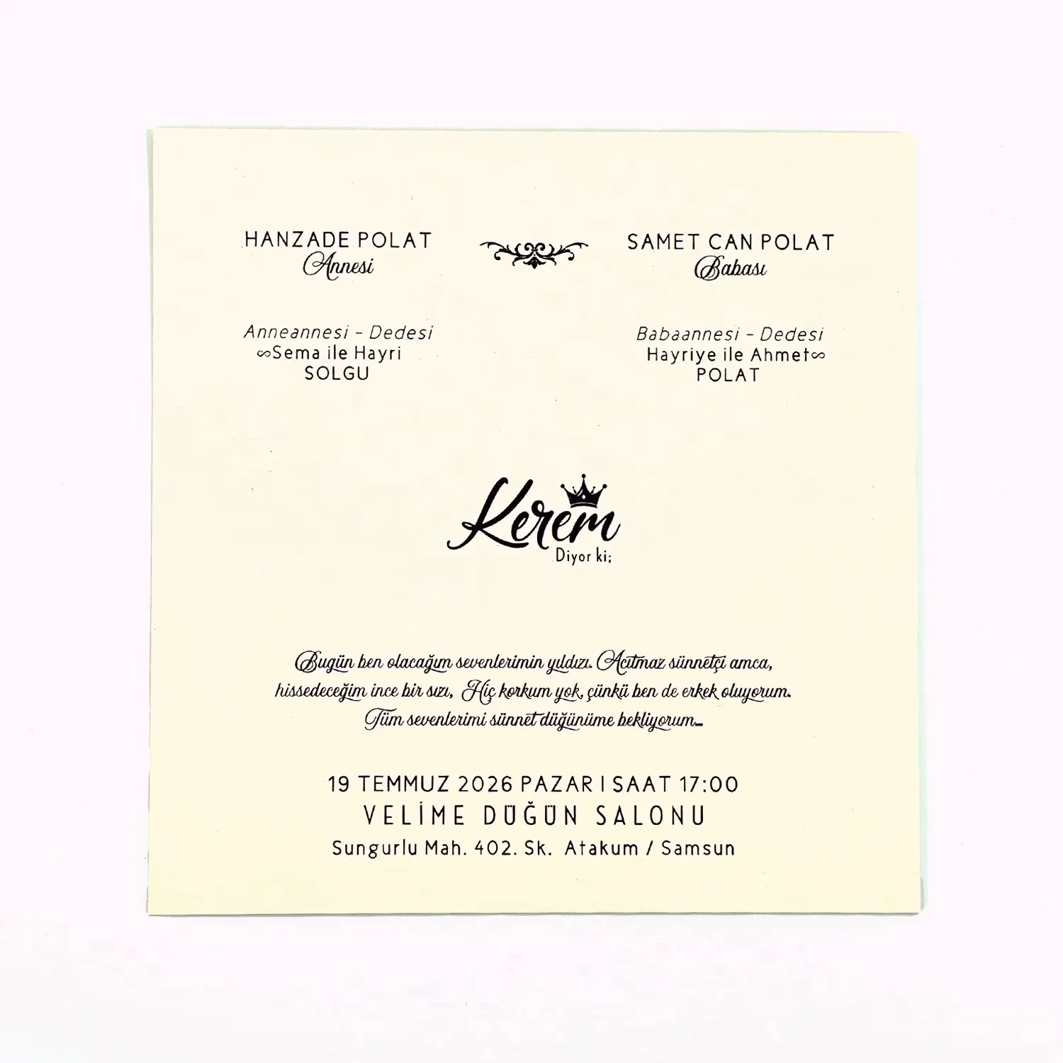 Lacivert Çizgili Sünnet Davetiyesi