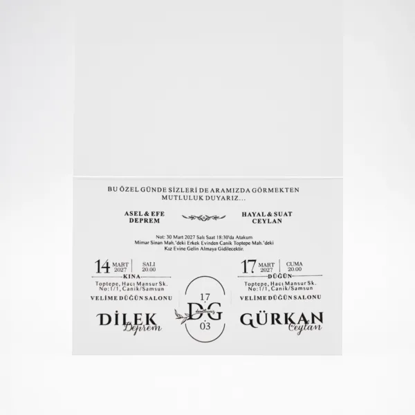 Mermer Desenli Modern Parlak Davetiye