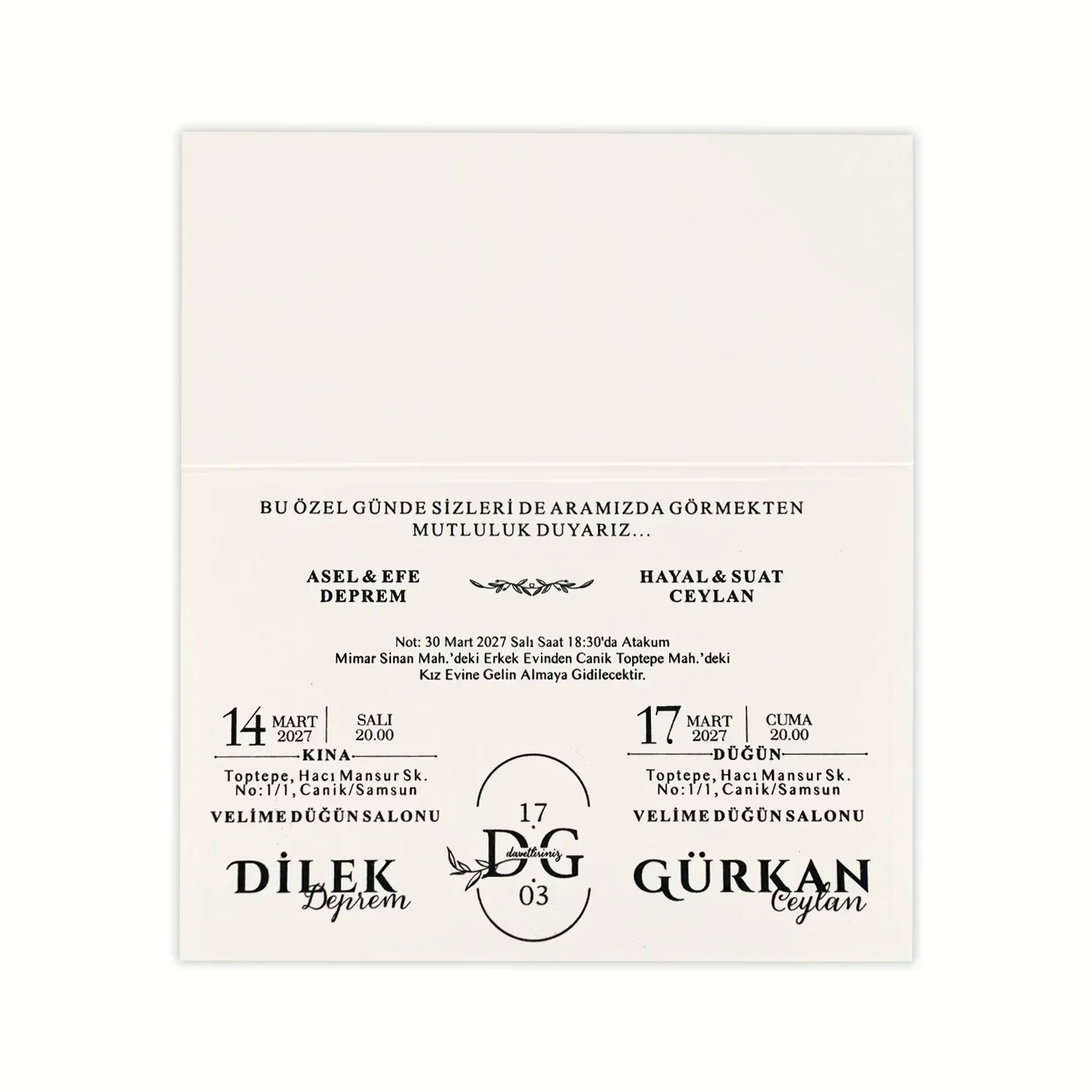 Mermer Desenli Modern Mat Davetiye