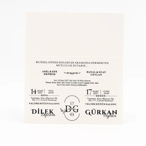 Mermer Desenli Modern Mat Davetiye