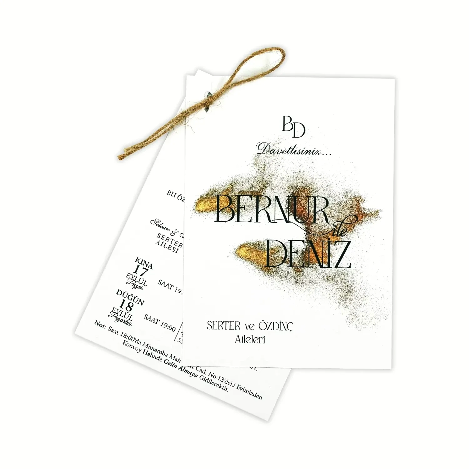 Peri Tozu Detaylı İpli Davetiye