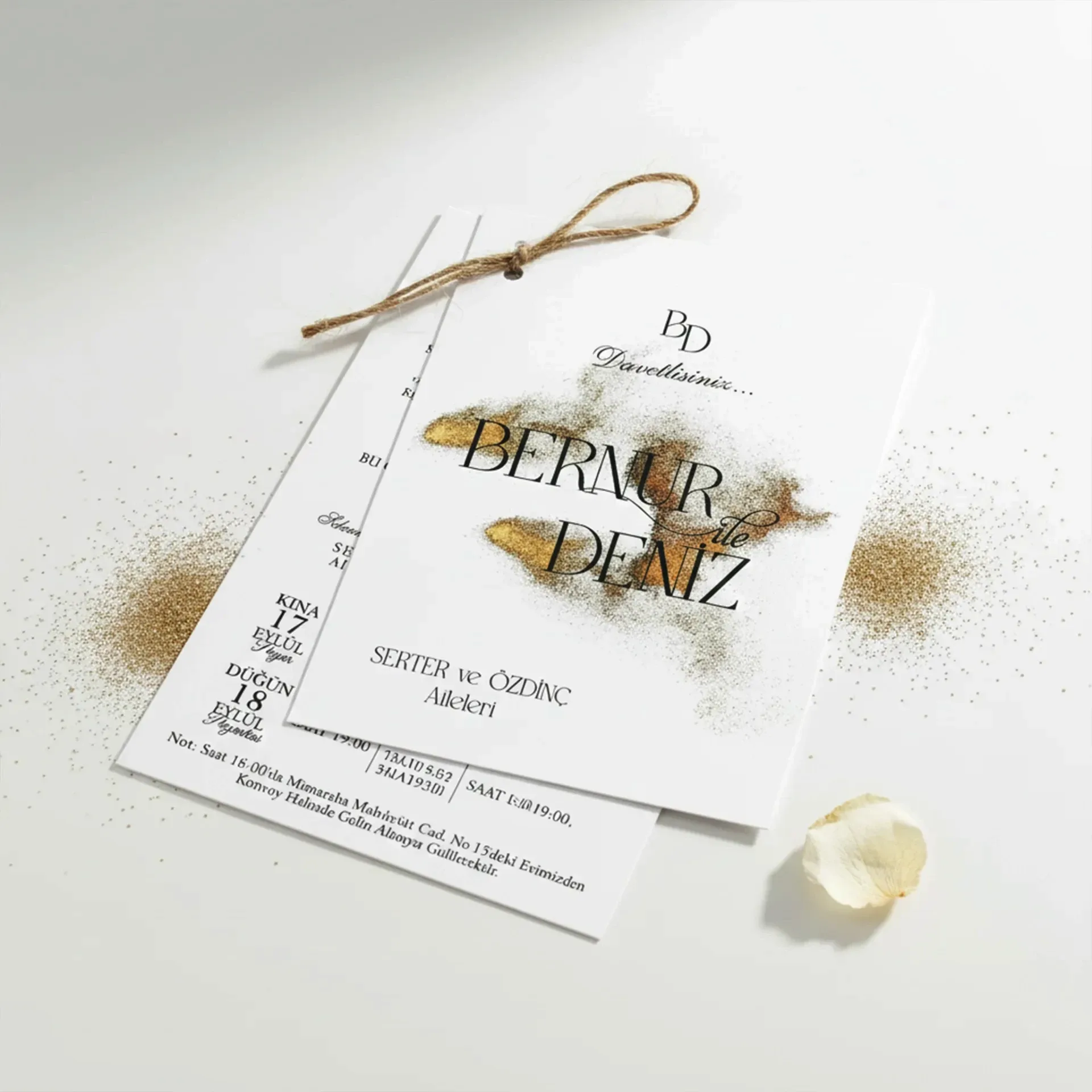 Peri Tozu Detaylı İpli Davetiye