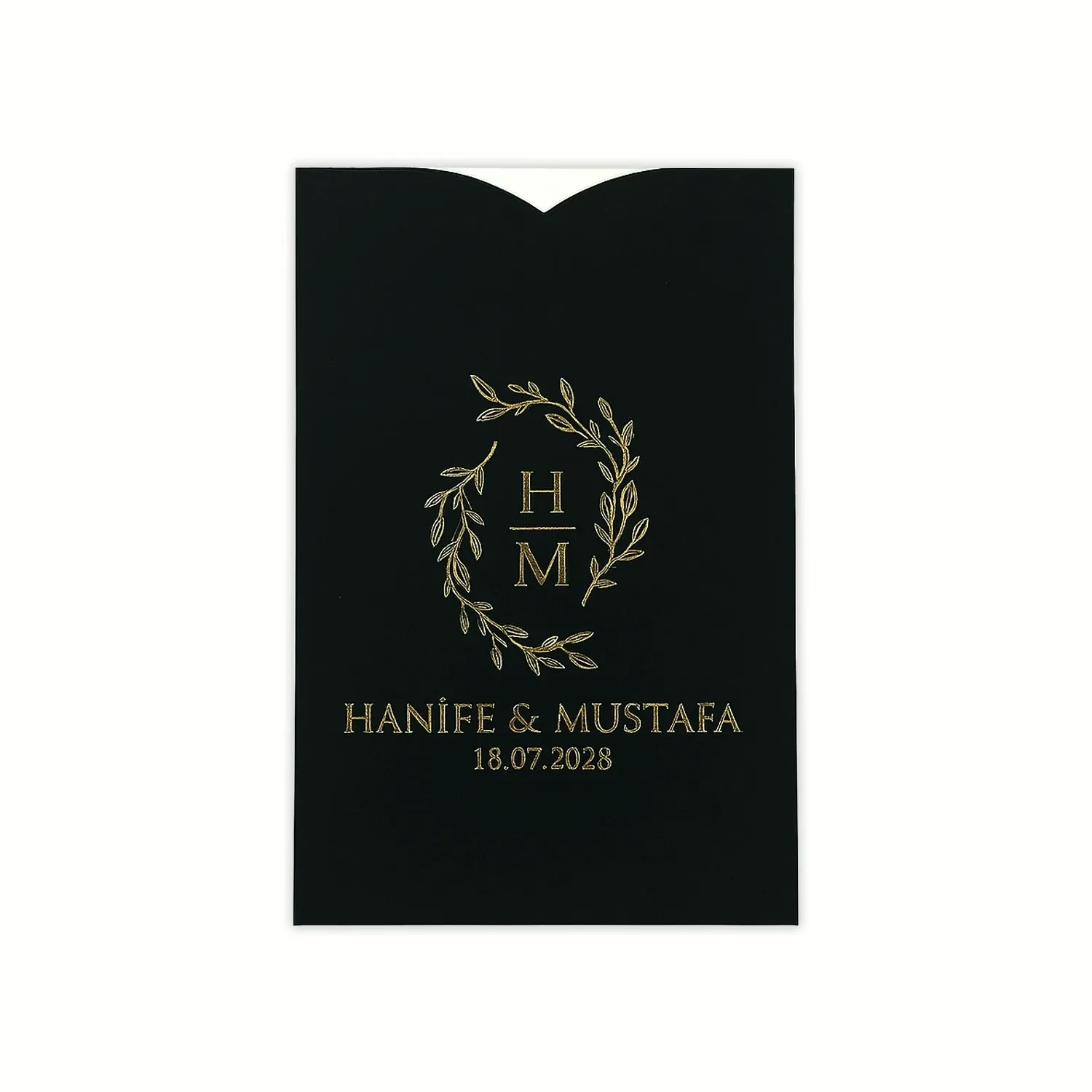 Siyah Zeminli Altın Yaldızlı Dik Davetiye