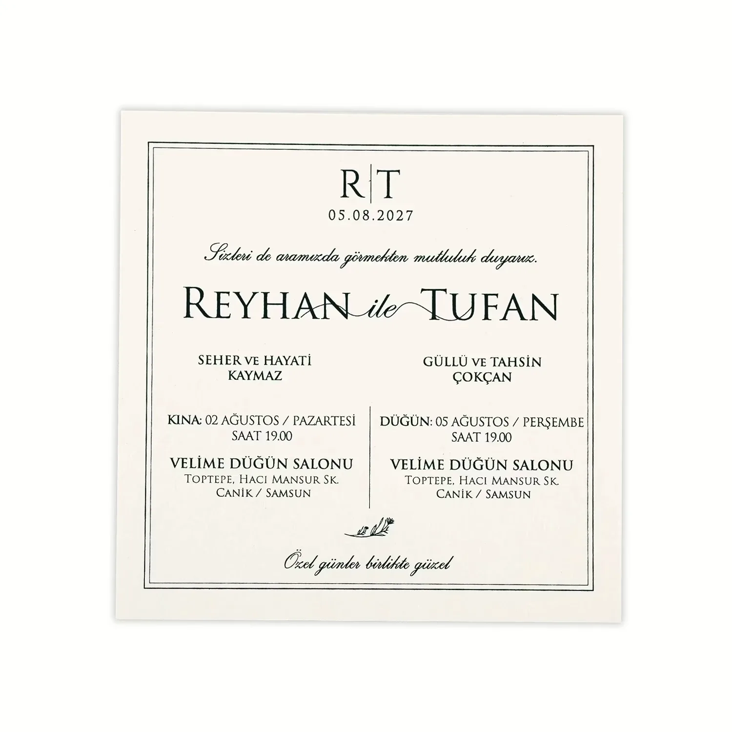 Yaprak Detaylı Minimal Davetiye