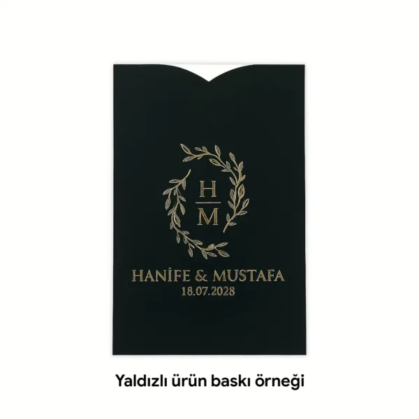 Davetiye için Siyah Renkli Dik Zarf & Kutu