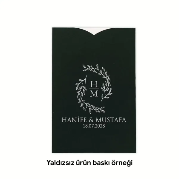 Davetiye için Siyah Renkli Dik Zarf & Kutu