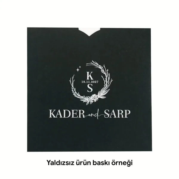 Davetiye için Siyah Renkli Kare Zarf & Kutu