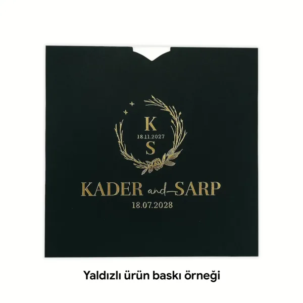 Davetiye için Siyah Renkli Kare Zarf & Kutu