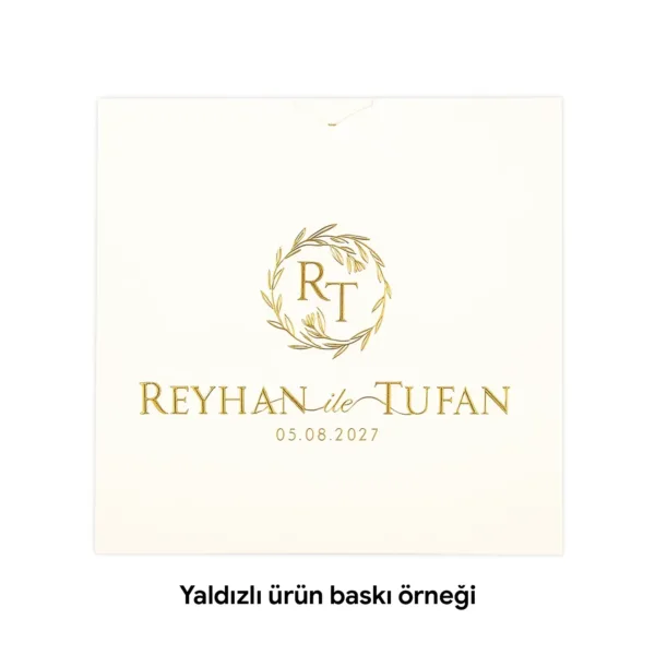 Davetiye için Krem Renkli Kare Zarf & Kutu
