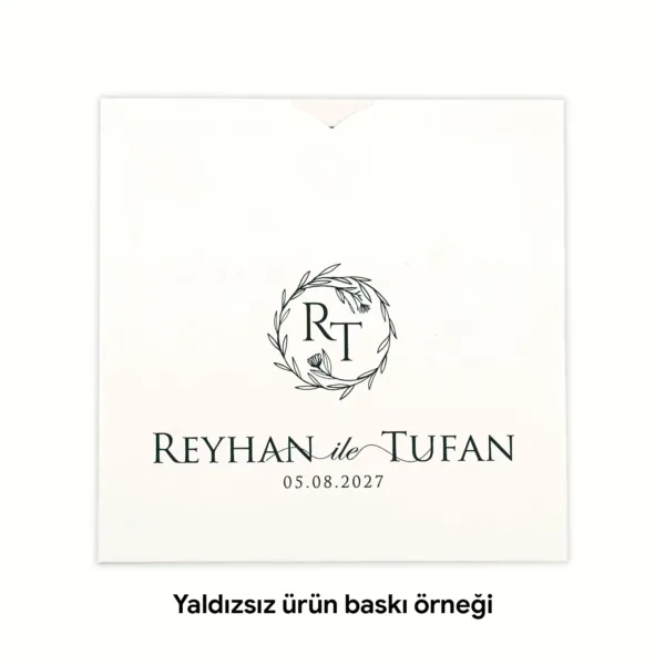 Davetiye için Krem Renkli Kare Zarf & Kutu