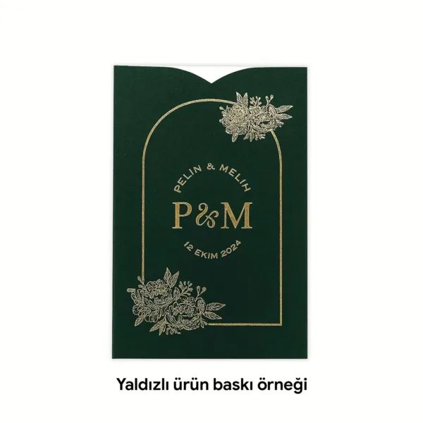 Davetiye için Yeşil Renkli Dik Zarf & Kutu