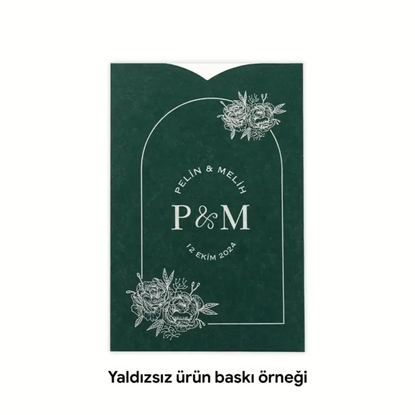 Davetiye için Yeşil Renkli Dik Zarf & Kutu