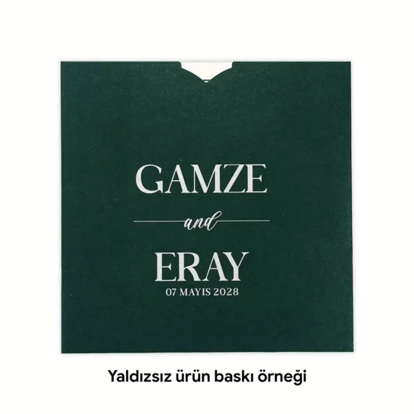 Davetiye için Yeşil Renkli Kare Zarf & Kutu