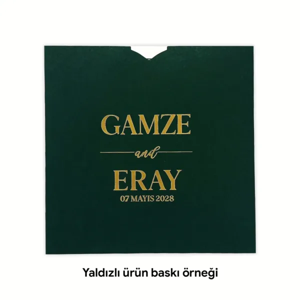 Davetiye için Yeşil Renkli Kare Zarf & Kutu